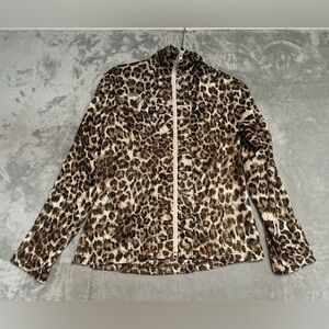Clara S Mesh Leopard Cheetah Full Zip Jacket Women’s Medium Shimmer